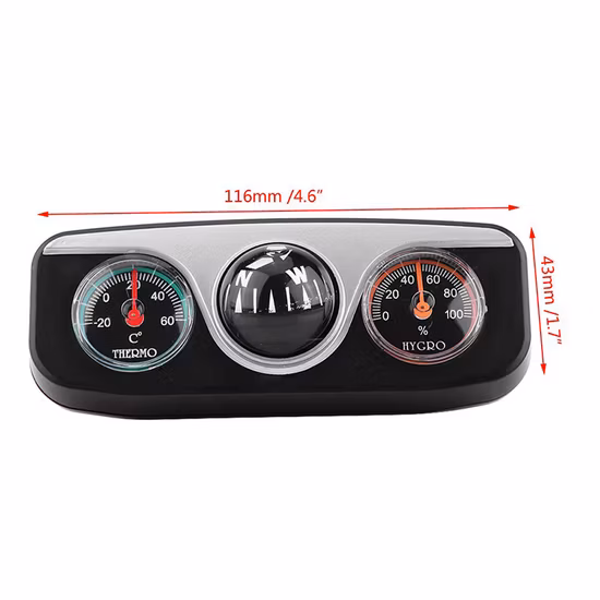 Navigation Compass with Self-Adhesive Tape Direction Compass Car Hygrometer Car Thermometer for Travel Outdoor Bl19150