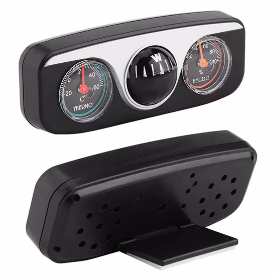 Navigation Compass with Self-Adhesive Tape Direction Compass Car Hygrometer Car Thermometer for Travel Outdoor Bl19150