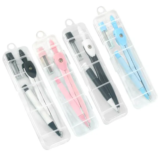 New Design Colorful Student Drawing Pencil Compass with Plastic Box 