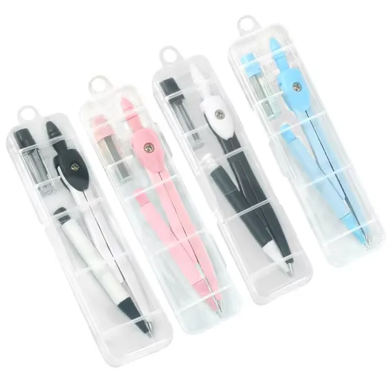 Factory Custom Wholesale School Stationary Drawing Circles Plastic Math Compasses Set Student Multifunctional Metal Geometry Compass