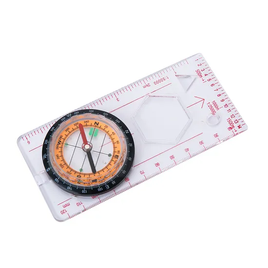 New Outdoor Plastic Camping Map Ruler and Compass Map Scale for Measure 
